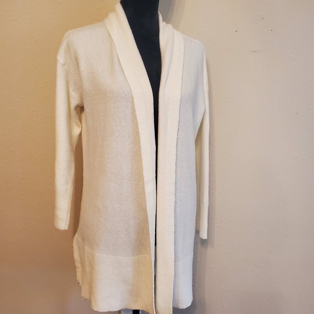 TAHARI Women's Ultra Lite Open Front Long Cardigan in Pearl Size XS/4. - Picture 3 of 14